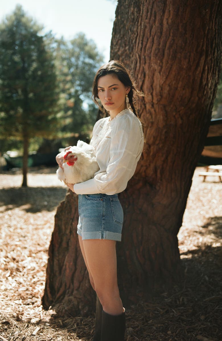 Reformation Charlie High Waist Cuffed Cutoff Denim Shorts, Alternate, color,