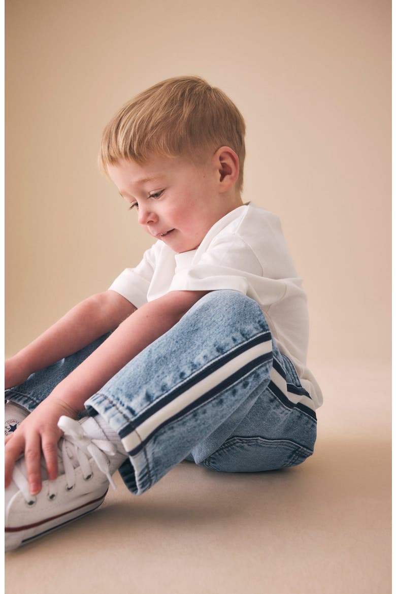 Kids' Sporty Side Stripe Jeans, Alternate, color, BLUE