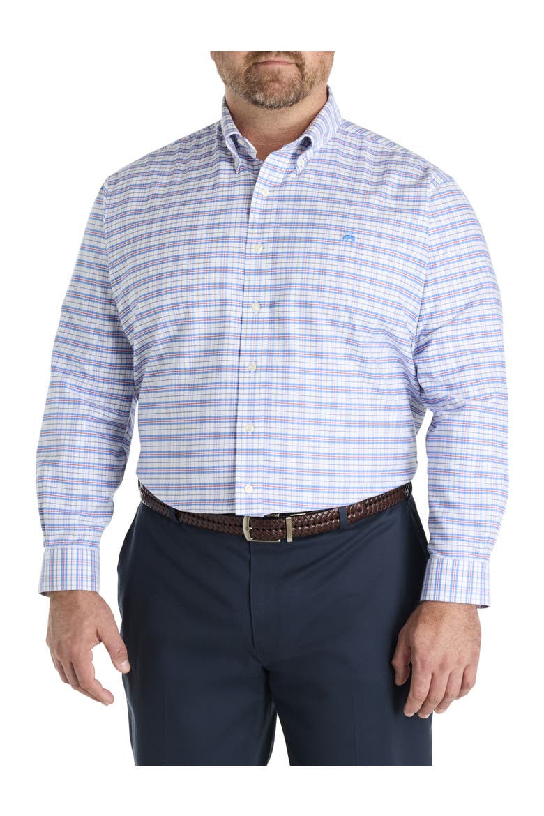 Big & Tall  Non-Iron Oxford Check Sport Shirt, Alternate, color, WHITE REGATTA