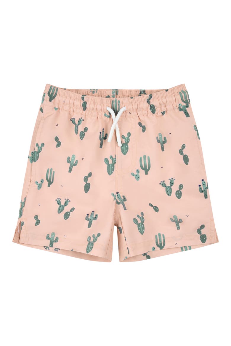 Kids' Cactus Print Swim Trunks, Main, color, CORAL