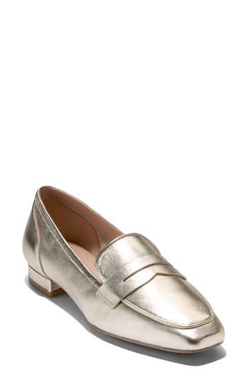 Cole Haan Tarese Penny Loafer In Soft Gold Leather