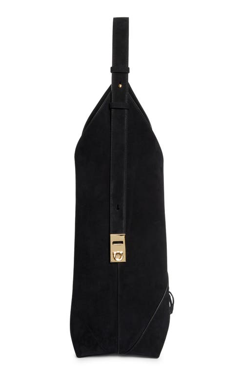 Ferragamo Slouchy Suede Hobo Bag In Nero