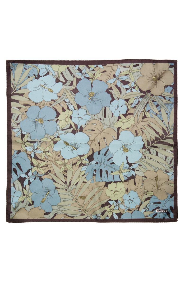 TOM FORD Hibiscus Print Silk Pocket Square, Alternate, color, 