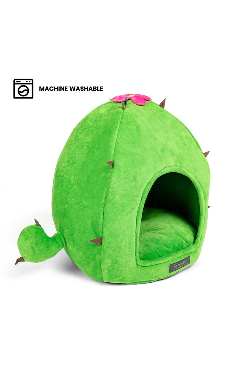 Nandog Pet Gear Fun Collection Dog and Cat Bed - Cactus Hut, Alternate, color, Green