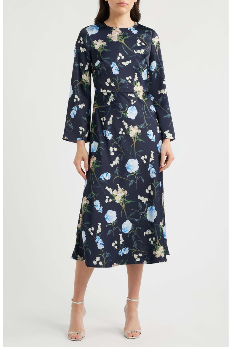 Tyra Floral Long Sleeve Gown, Main, color, MOSS FORMOSA