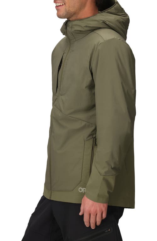 Outdoor Research Shadow Hybrid Hooded Water Resistant Jacket In Green