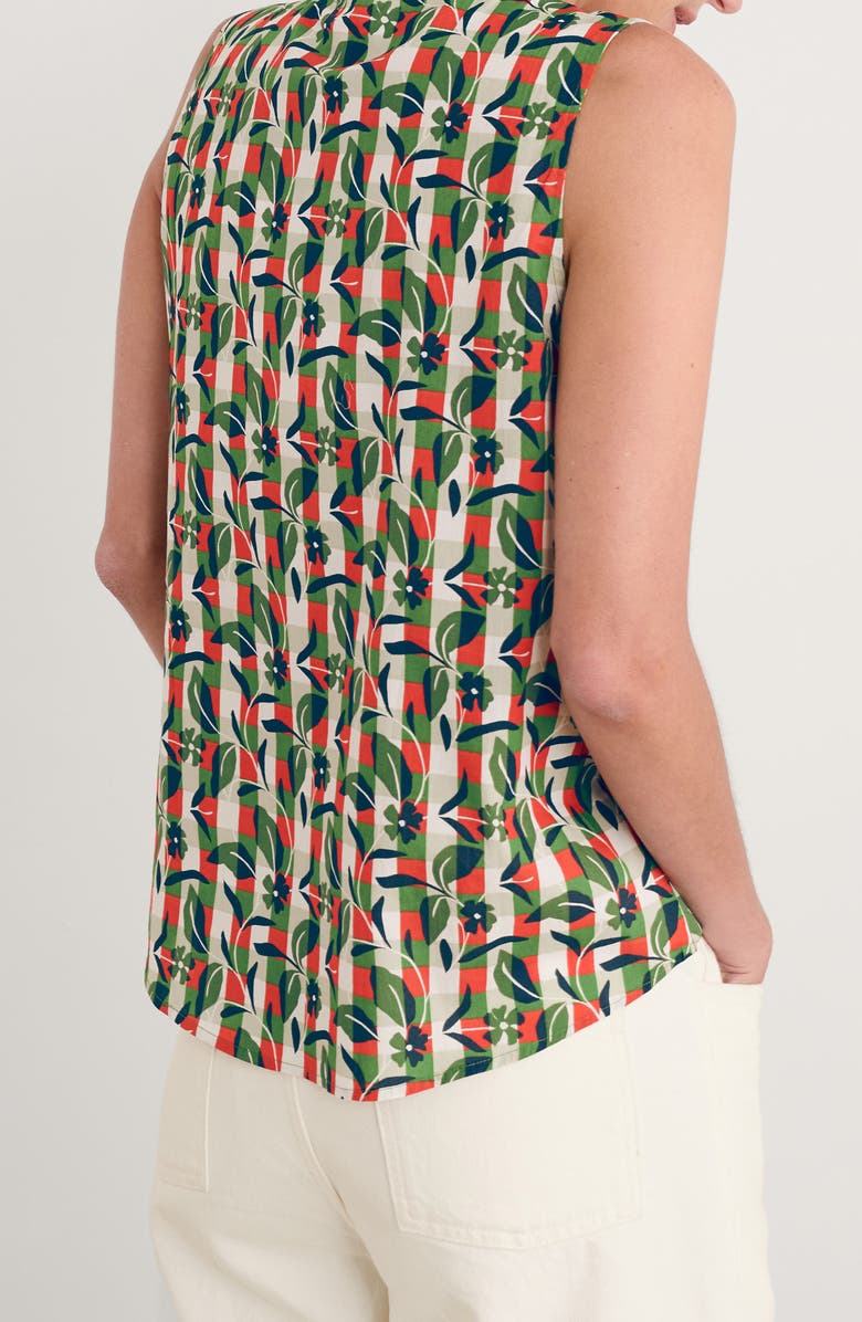 Seasalt Cornwall Cobbs Well Floral Sleeveless Organic Cotton Split Neck Top, Alternate, color, Table Flowers Dark Citron