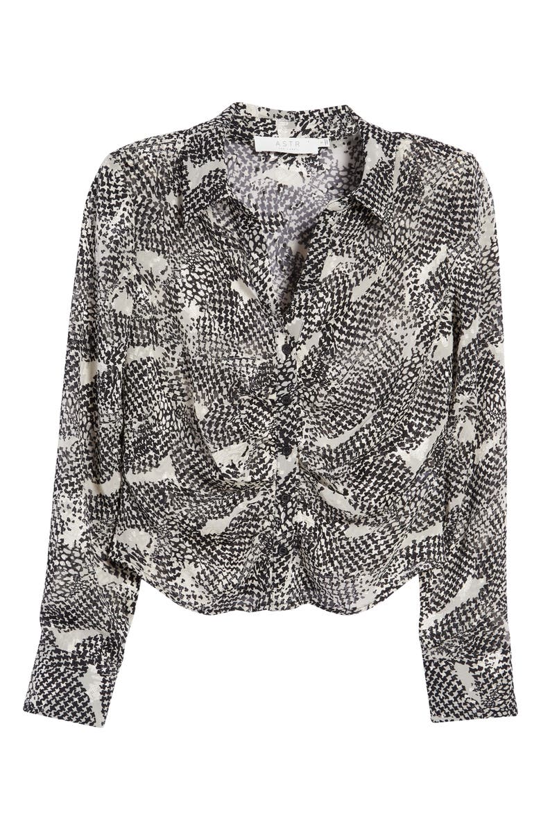 ASTR the Label Ruched Button-Up Shirt, Alternate, color,