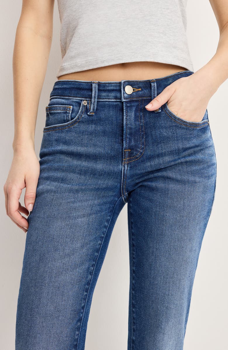 Good American Low Rise Slim Bootcut Jeans, Alternate, color, Indigo1218