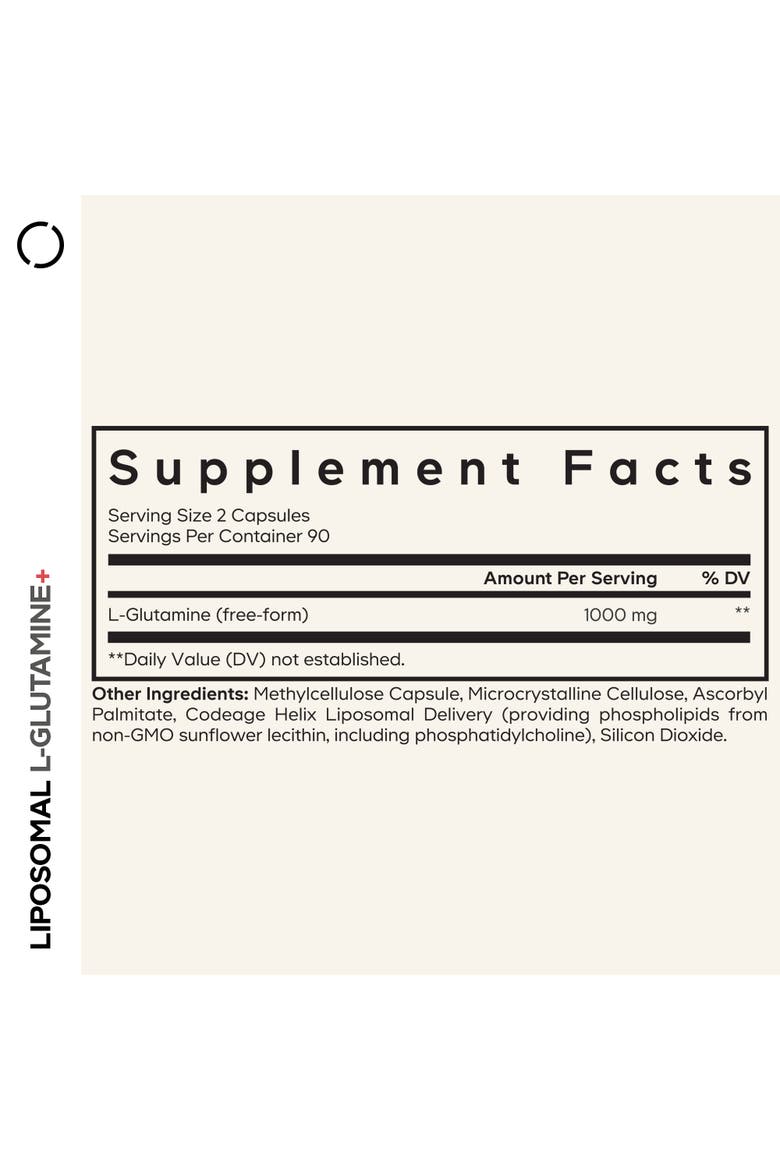 Liposomal L-Glutamine 1000mg Capsules Supplement, Alternate, color, White