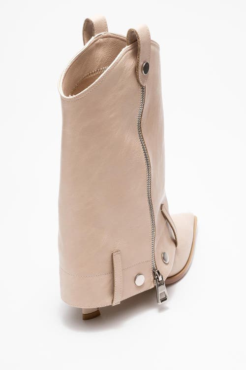 Prologue Shoes Lola Zip Pointed Toe Heel Boot In Neutral