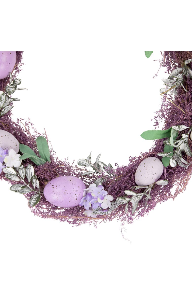 Northlight Speckled Egg Floral Easter Twig Wreath - 12" - Lavender, Alternate, color, Purple