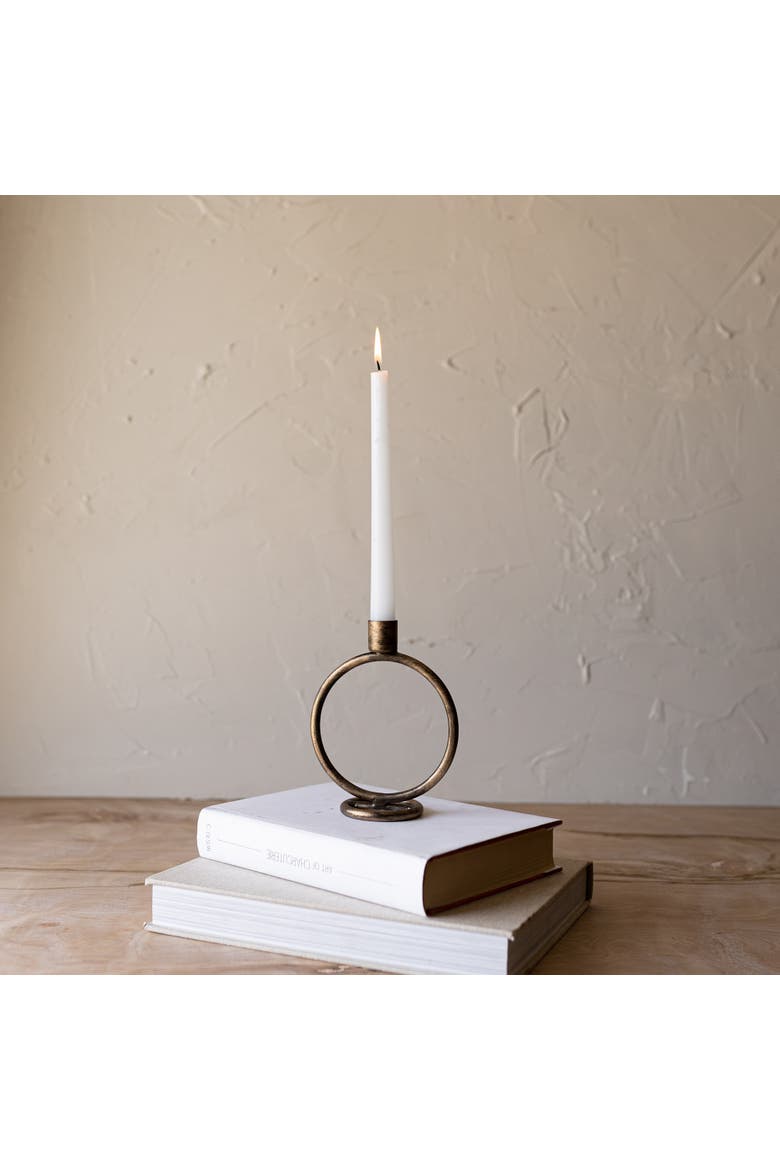 Brass Round Sculpture Taper Candle Holder Metal, Alternate, color, Gold