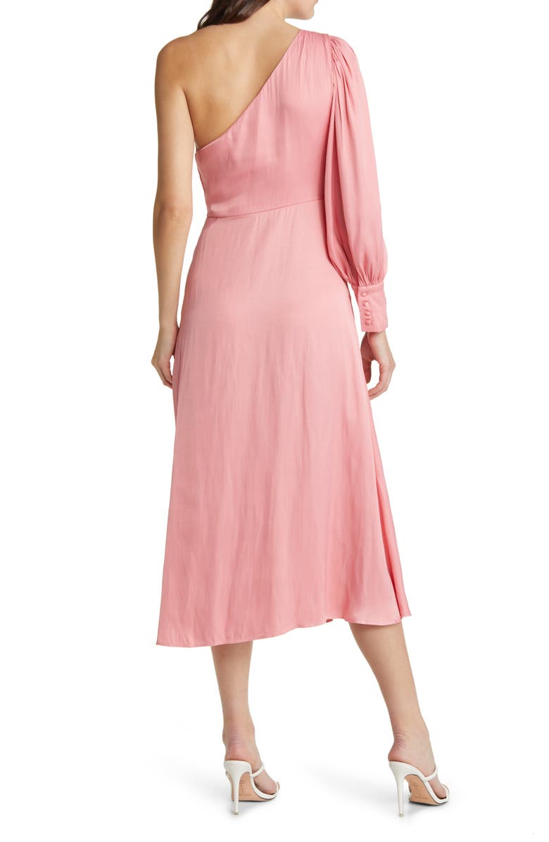 MOON RIVER One-Shoulder Ring Cutout Midi Dress, Alternate, color, 