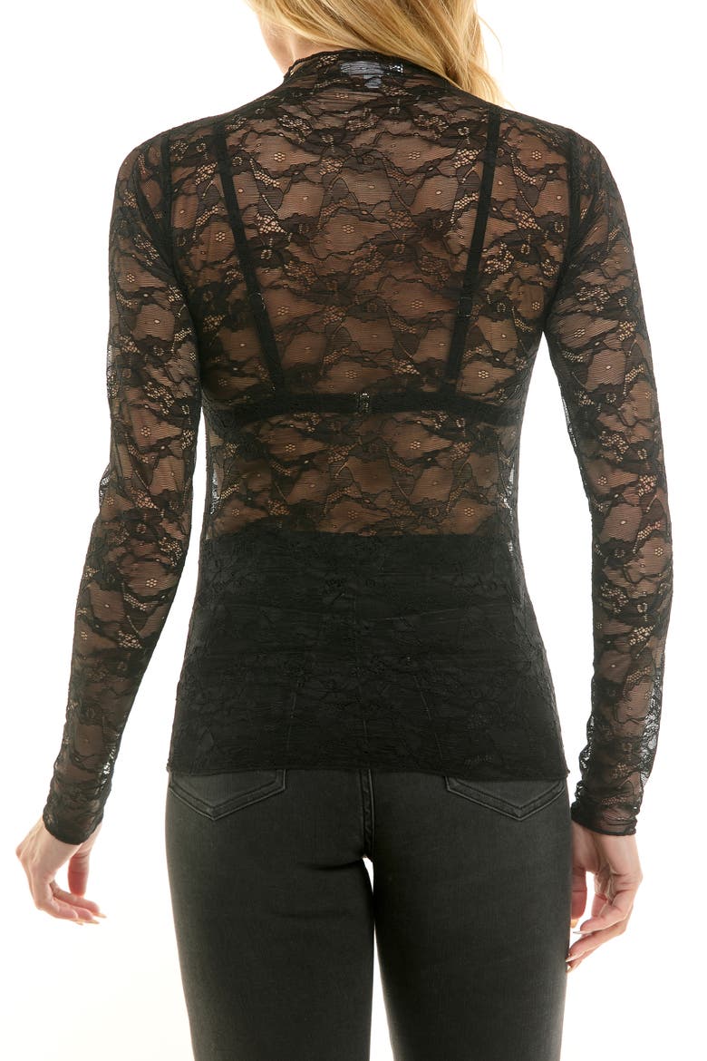 Lace Long Sleeve Top, Alternate, color, BLACK