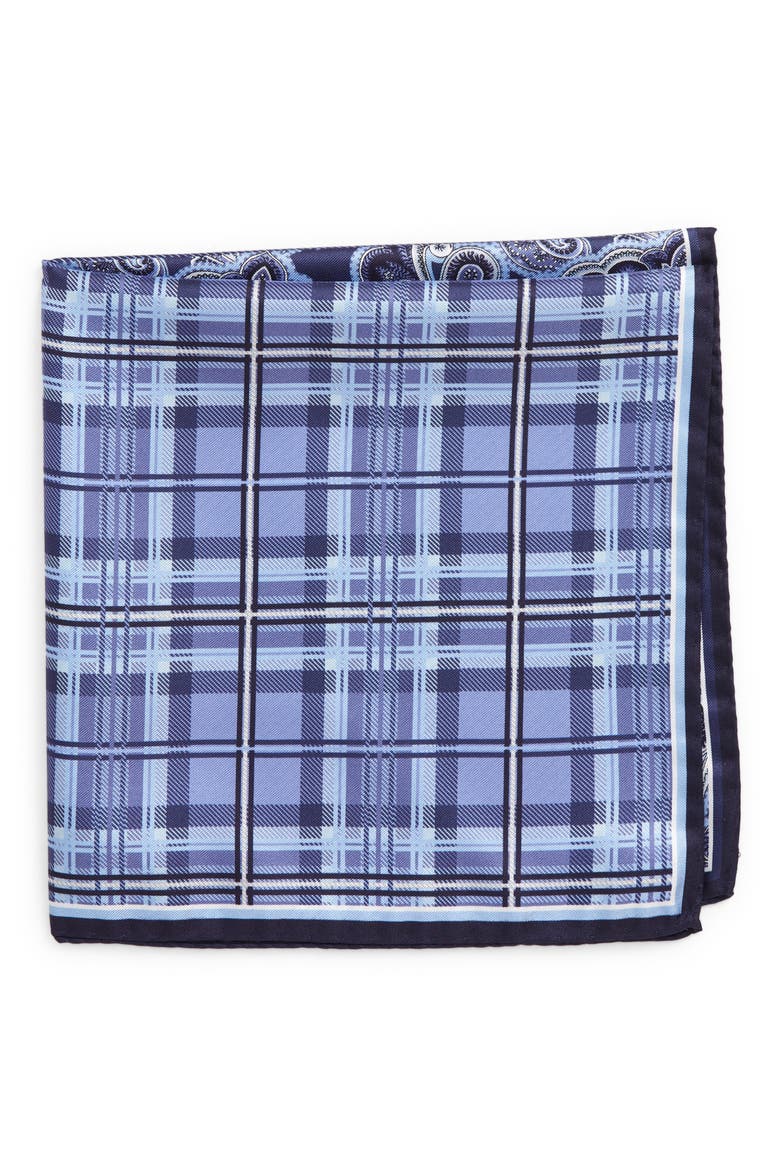 Men's Shop 'Three Panel' Silk Pocket Square, Main, color, NAVY