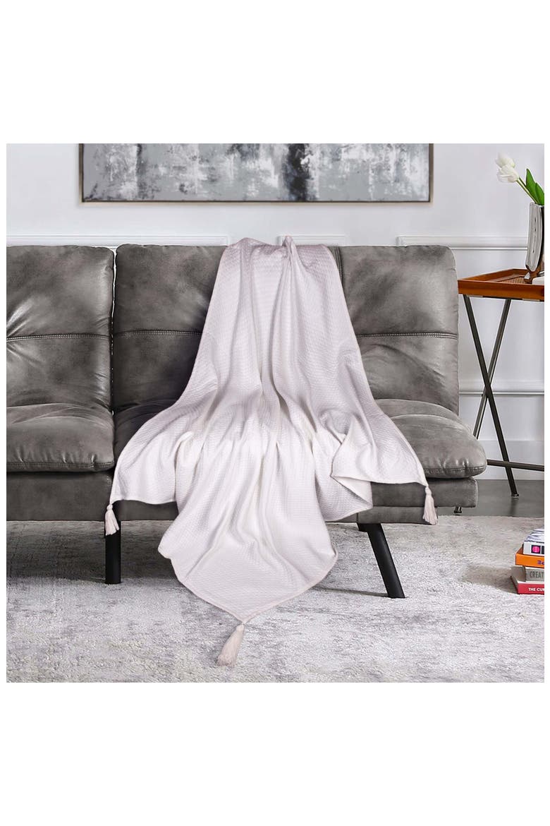 Khonsu Diamond Stitch Tassel Throw Blanket, Alternate, color, WHITE
