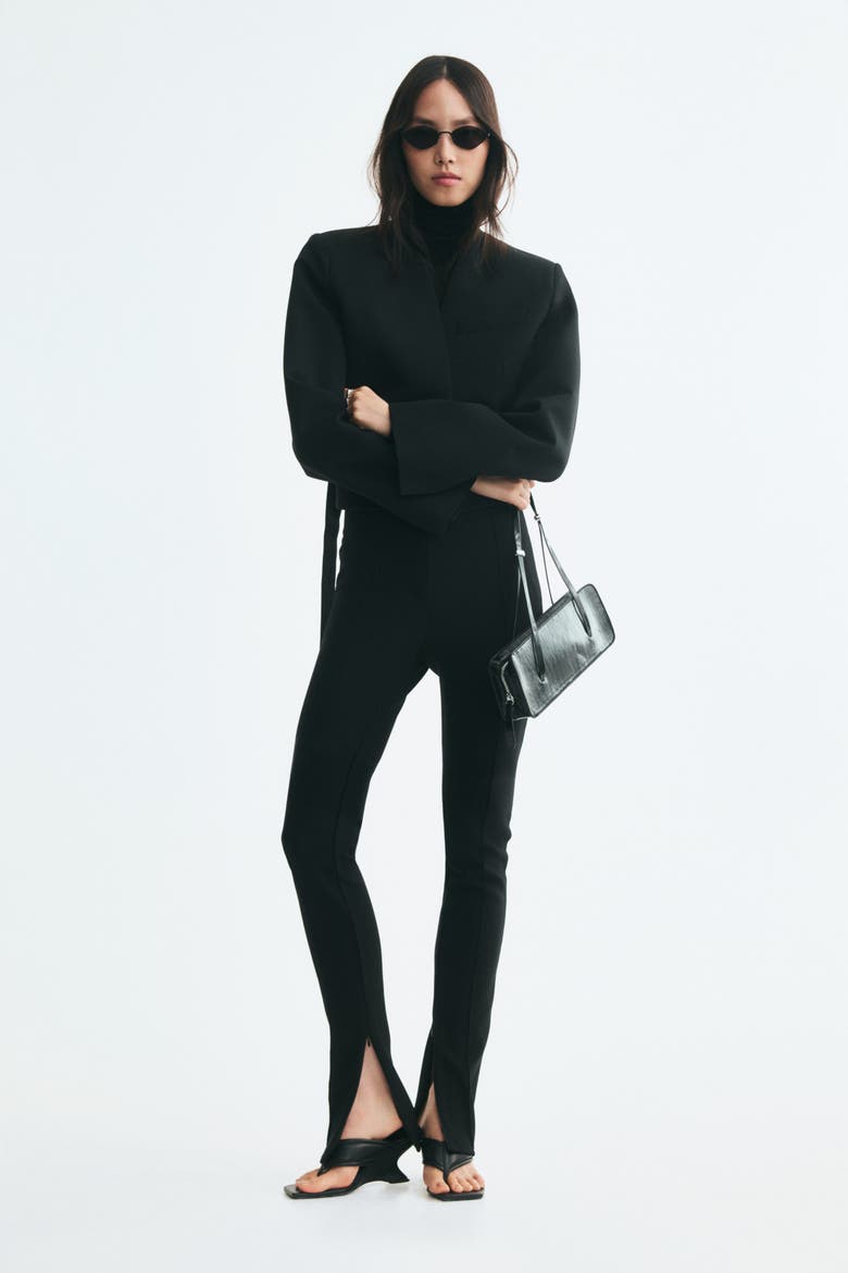 Creased Leggings, Alternate, color, Black