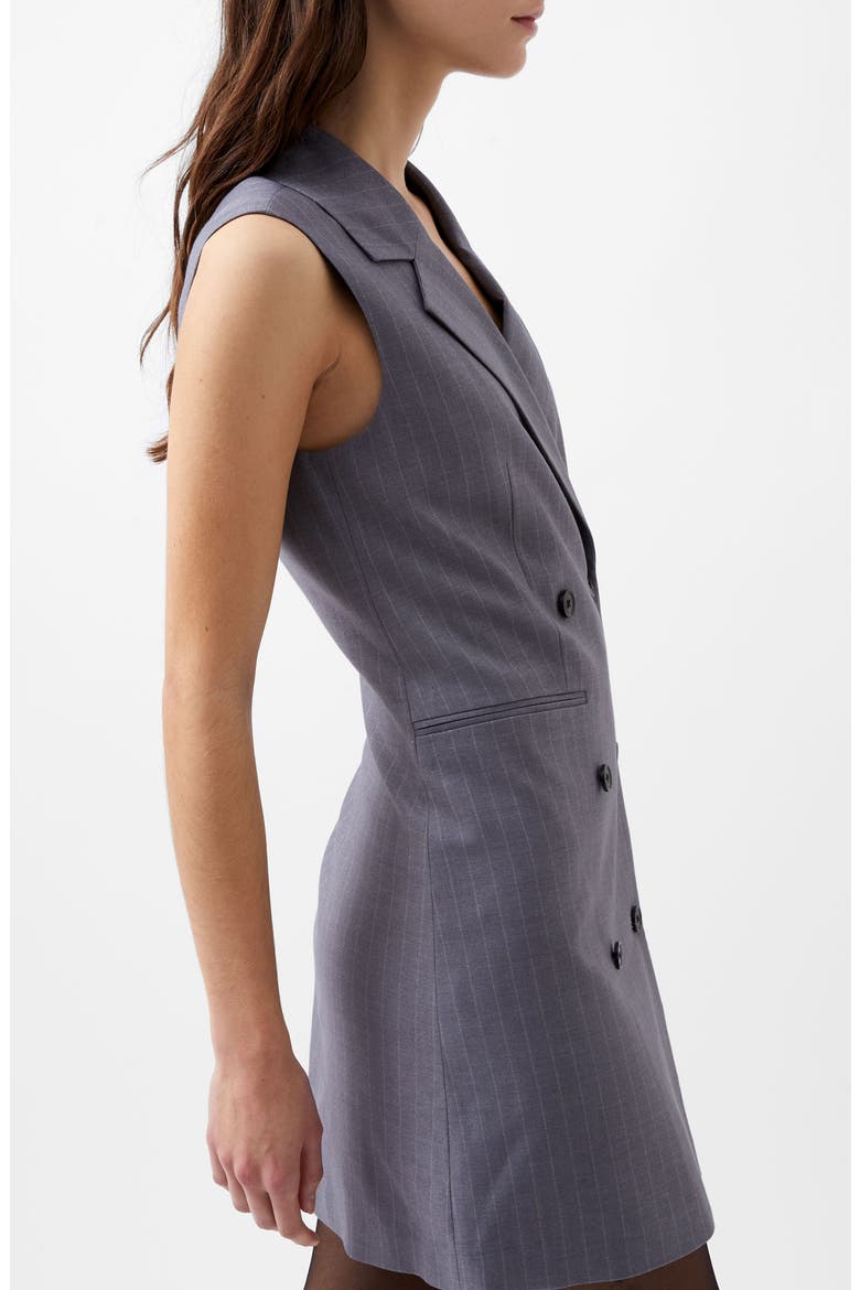Fiorella Pinstripe Double Breasted Minidress, Alternate, color, GREY