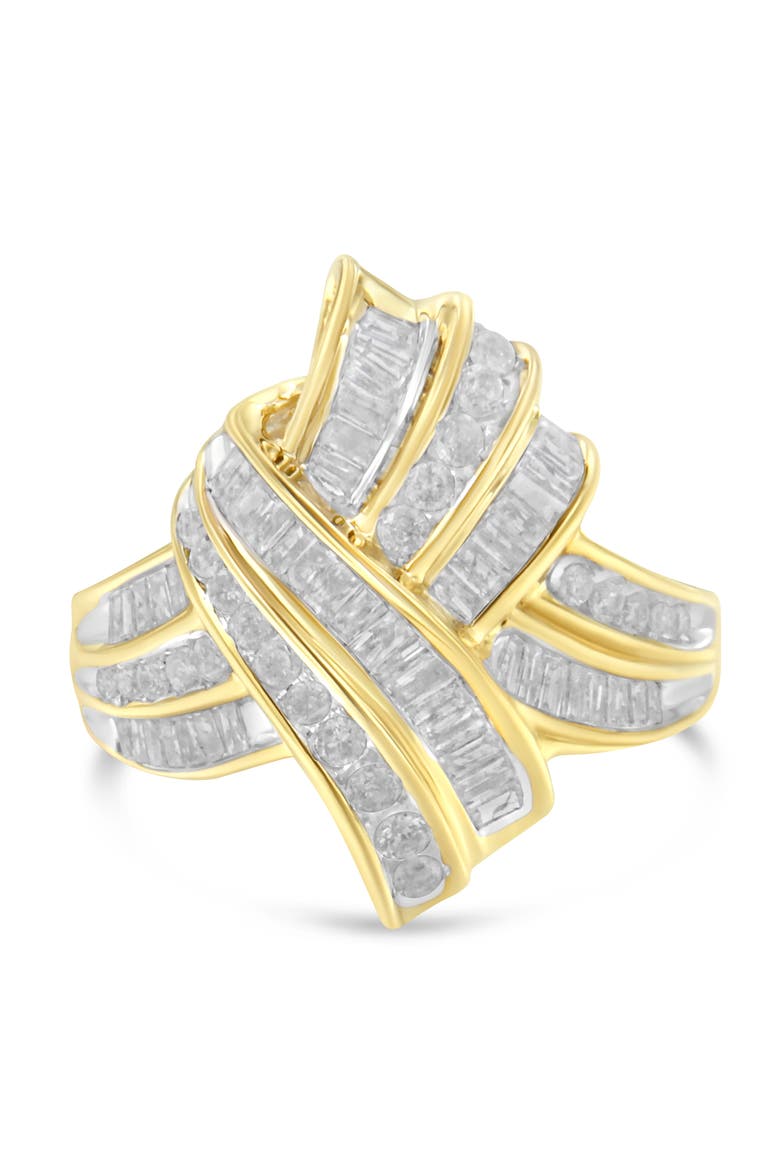 10K Yellow Gold 1 1/5 Cttw Diamond Bypass Cocktail Ring, Alternate, color, Yellow Gold