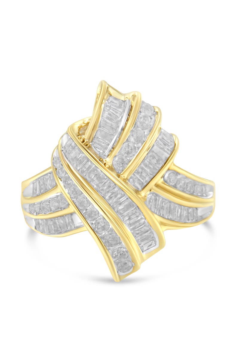 Haus of Brilliance 10K Gold Over Silver 1.0Cttw Diamond Knot Channel Statement Ring, Alternate, color, Yellow Gold Over Silver