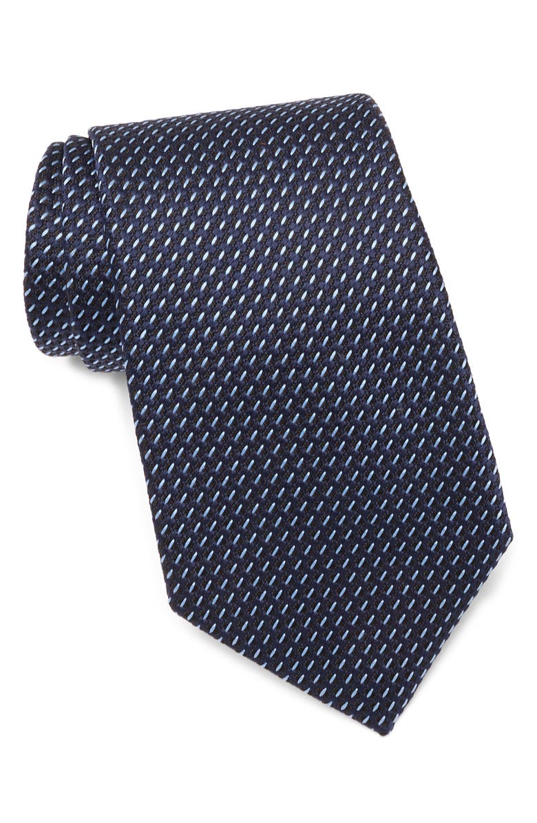 ZEGNA TIES Neat Silk Tie, Main, color, Navy Micro-Fan