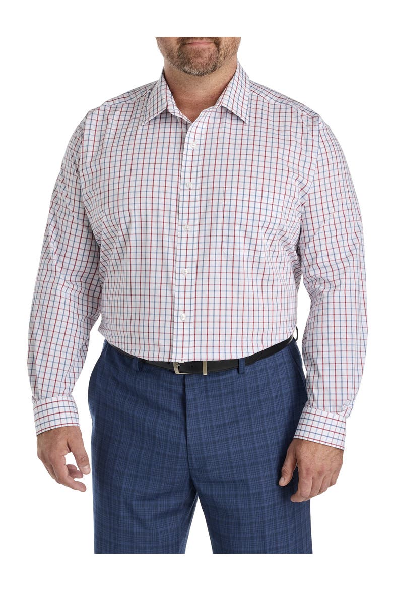 Big & Tall Plaid Dress Shirt, Alternate, color, BLUE RED