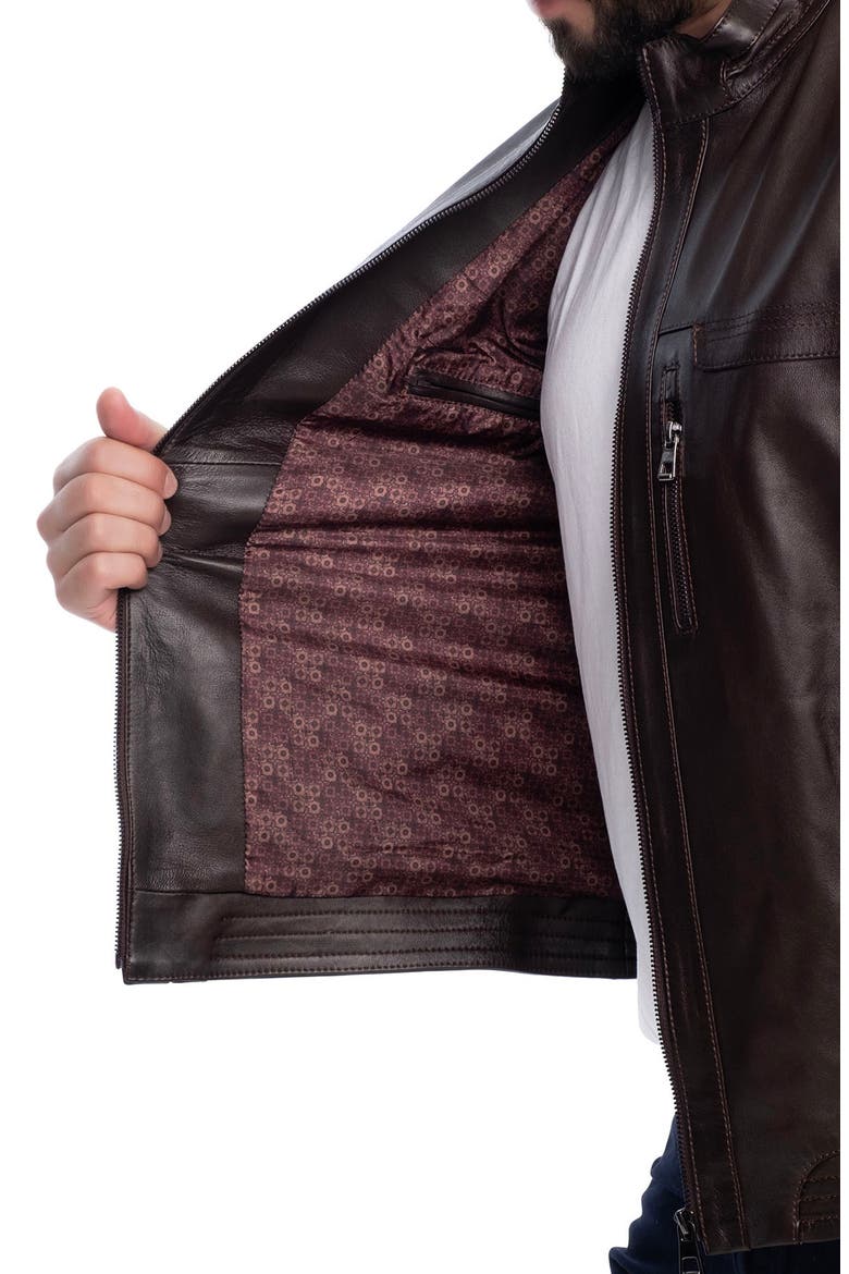 Lisbon Leather Jacket, Alternate, color, DARK BROWN