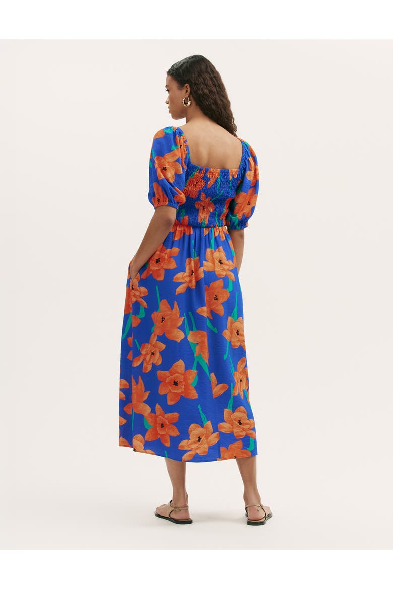 Enzo Short Sleeve Floral Midi Dress, Alternate, color, Blue Floral