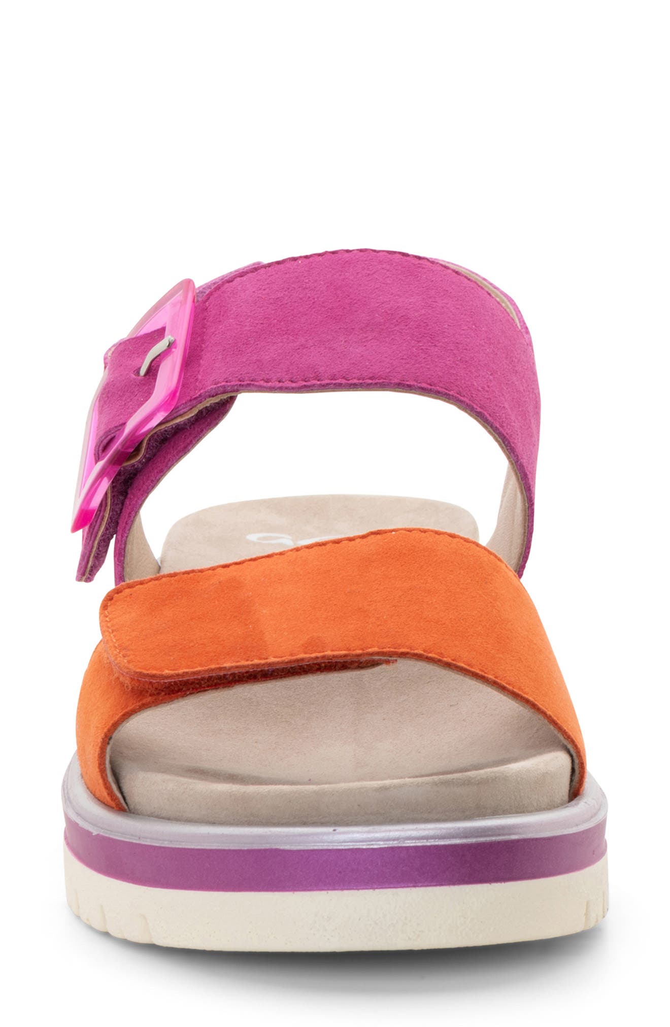 ara Marbella Slide Sandal, Alternate, color, Poppy/ Pink Suede