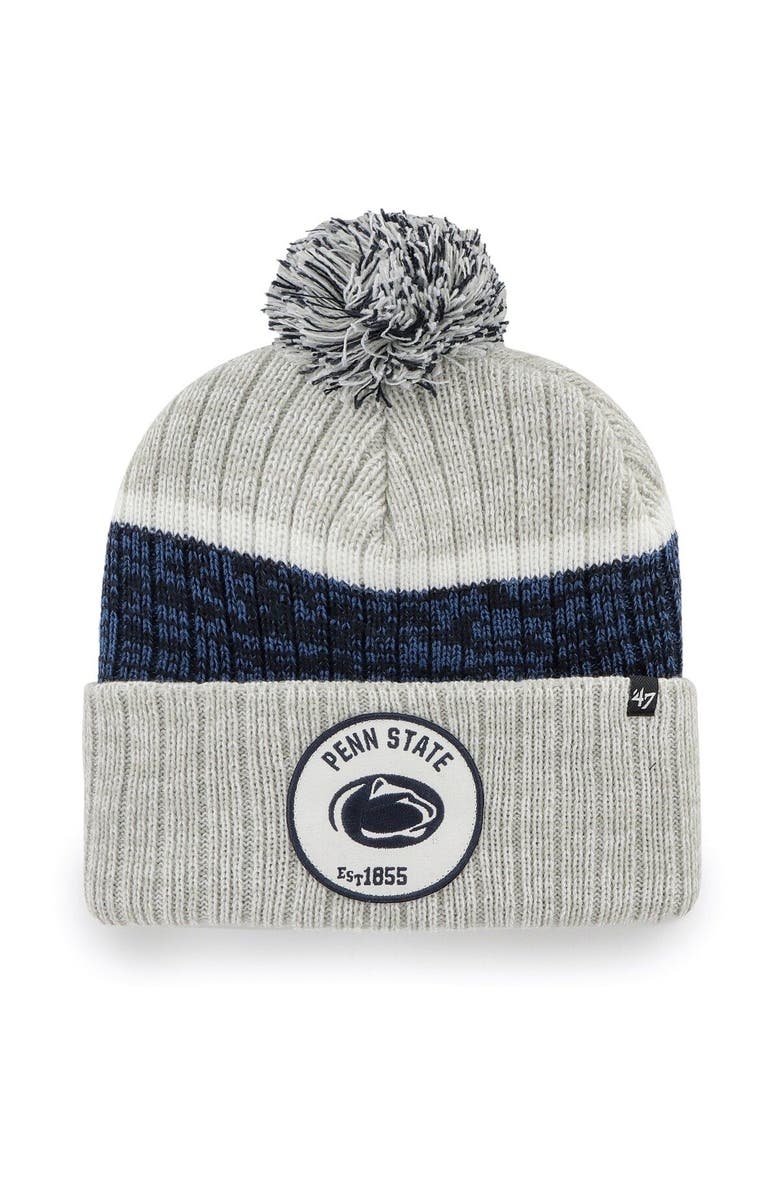 '47 Men's '47 Gray Penn State Nittany Lions Holcomb Cuffed Knit Hat with Pom, Main, color,