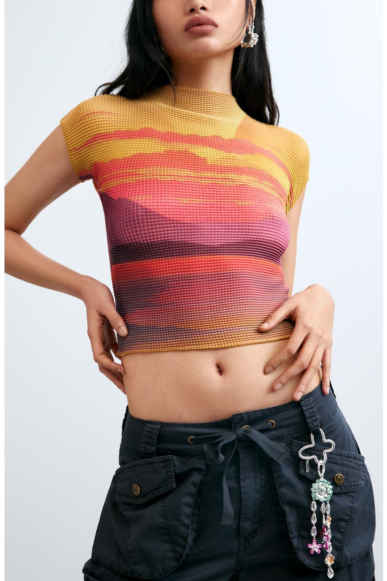 Sunset Grid Texture T-Shirt, Main, color, MULTI
