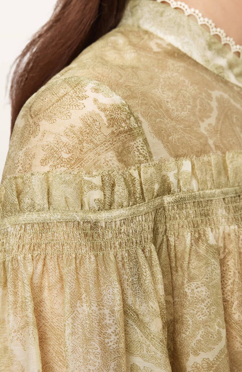 AllSaints Delphine Paisley Button-Up Shirt, Alternate, color, Joanne Gold Green
