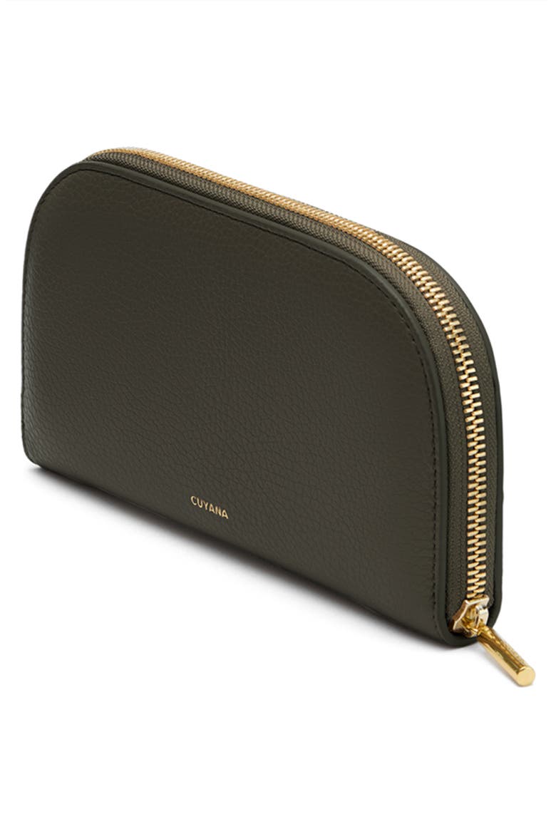 Curved Leather Wallet, Alternate, color, DARK OLIVE