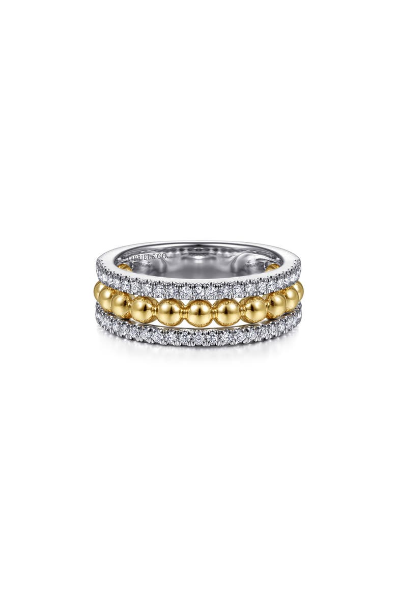 Bujukan Two-Tone 14K Gold & Diamond Wide Band Ring, Alternate, color, TWO TONE