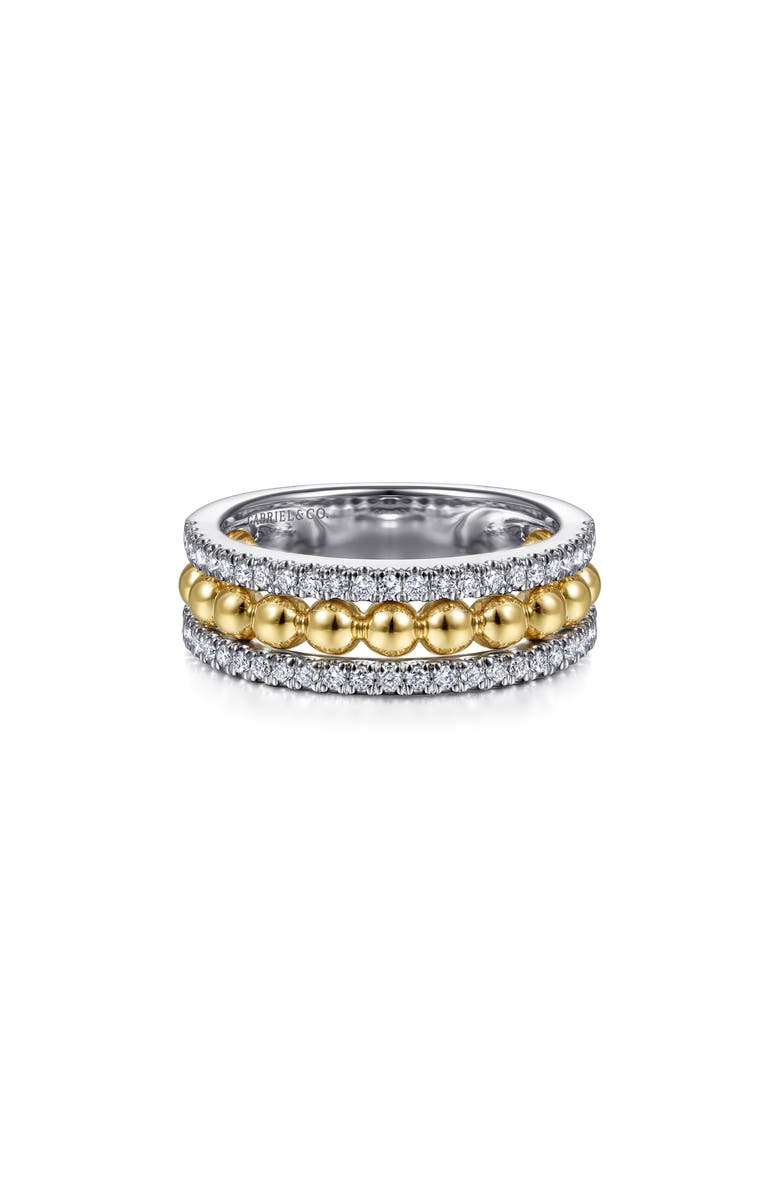 Gabriel & Co. Bujukan Two-Tone 14K Gold & Diamond Wide Band Ring, Alternate, color, Two Tone