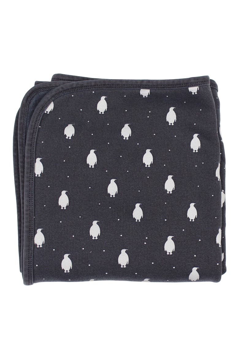 Cozy Organic Cotton Baby Blanket, Main, color, COAL PENGUIN
