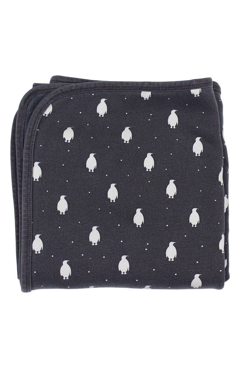 L'ovedbaby Cozy Organic Cotton Baby Blanket, Main, color, Coal Penguin