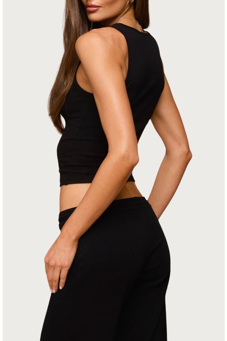 Linda Rib Scoop Neck Tank, Alternate, color, BLACK