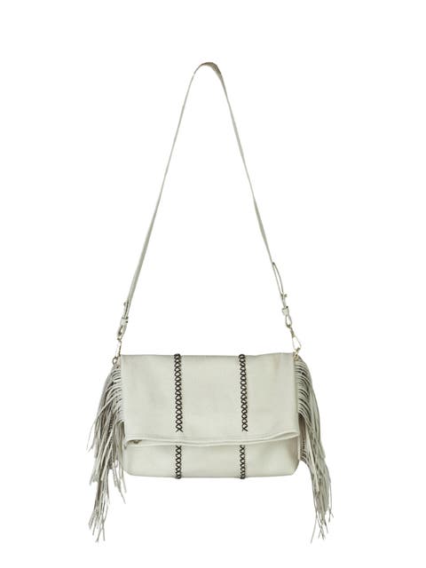 Mini Fringe Suede Foldover Crossbody Clutch