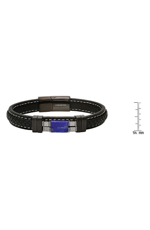 Hmy Jewelry Hematite & Black Agate Leather Bracelet