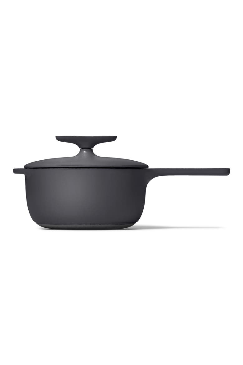 Enameled Cast Iron 1.8-Quart Mini Sauce Pan with Lid, Alternate, color, CHARCOAL