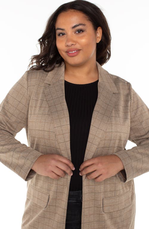 Liverpool Los Angeles Check Open Front Boyfriend Blazer In Brown