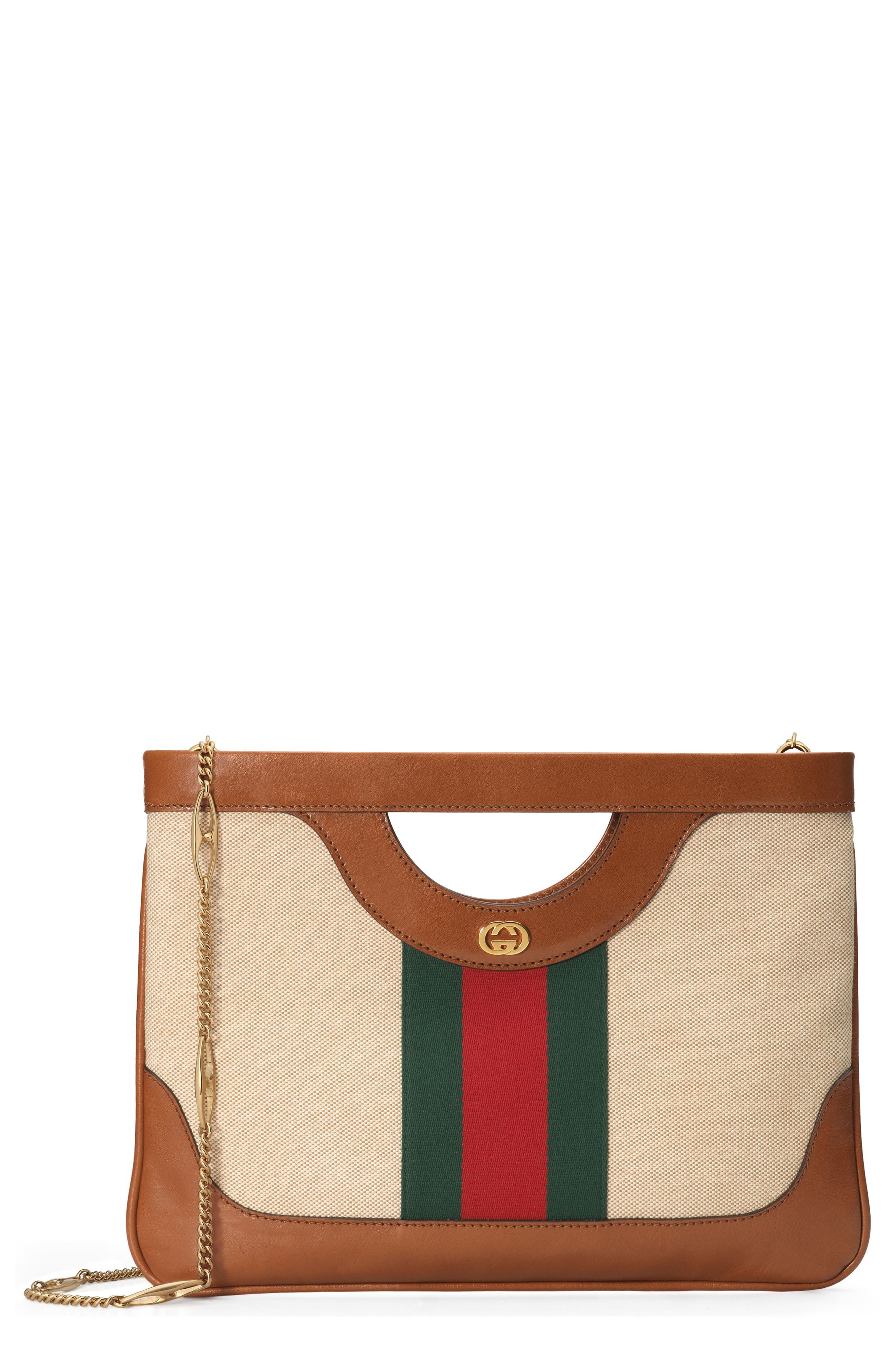 Gucci GG Vintage Canvas & Leather Shoulder Bag, Main, color, 