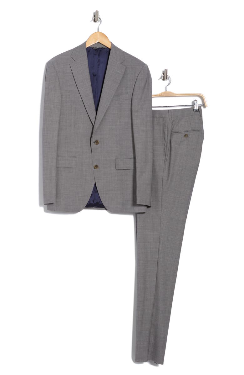 Jack Victor Esprit Grey Crosshatch Stretch Wool Suit, Alternate, color, Mid Grey