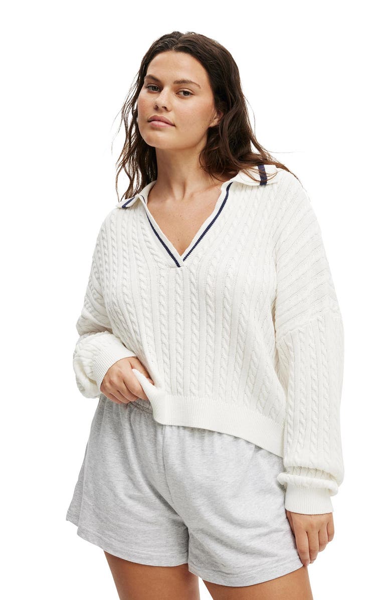 Cotton On Women's Coco Cotton Long Sleeve Polo, Alternate, color, 