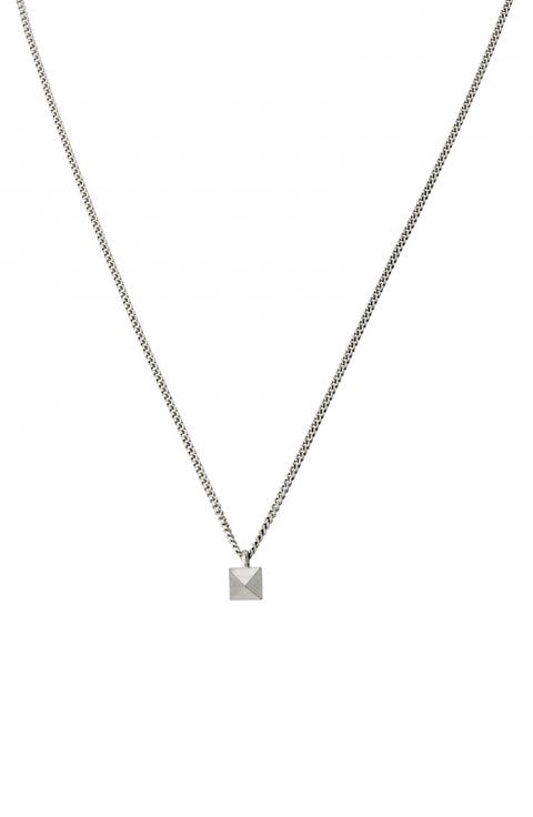 Men's Pyramid Stud Pendant Necklace