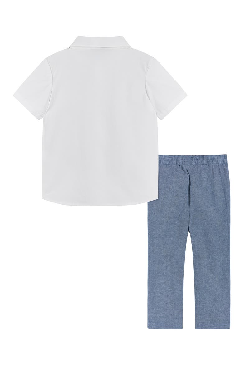 Kids' Attached Vest Dress Shirt, Pants & Bow Tie Set, Alternate, color, BLUE/ WHITE