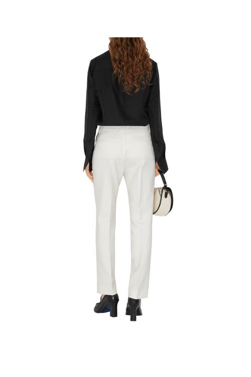 Burberry Wool Tailored Trousers In White