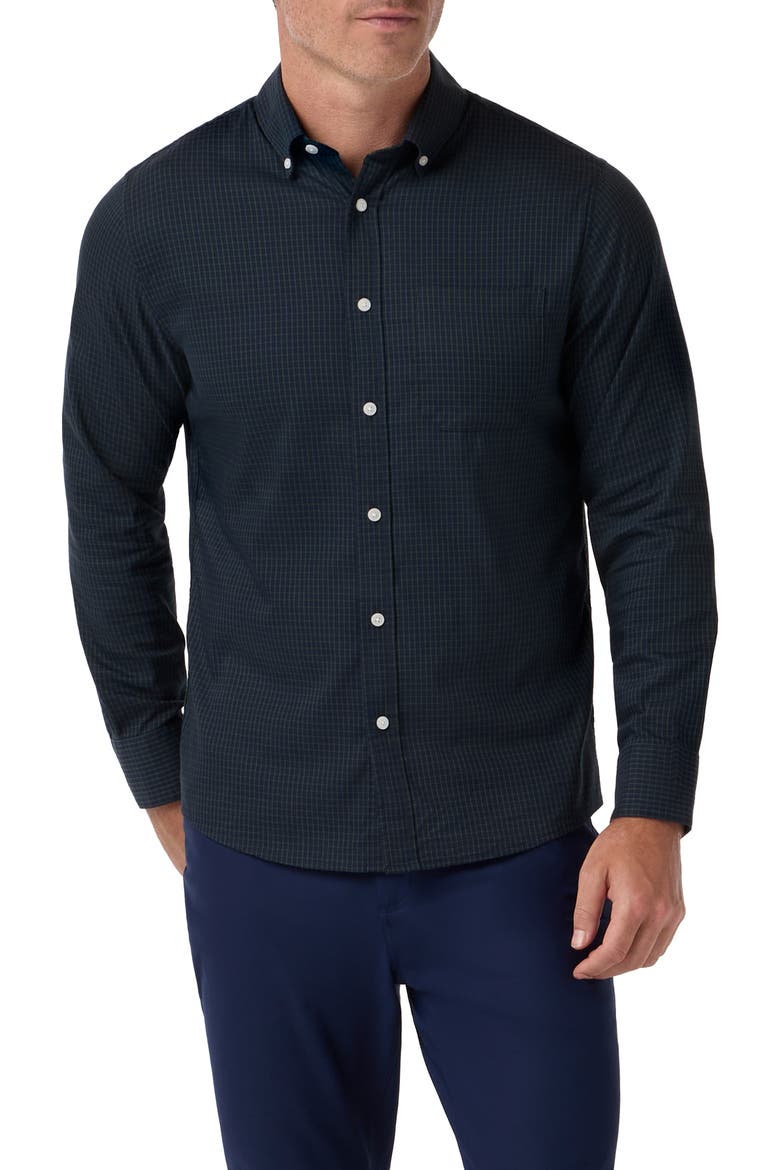 Kennedy Trim Fit Grid Button-Down Shirt, Main, color, NAVY EVERETT GRID